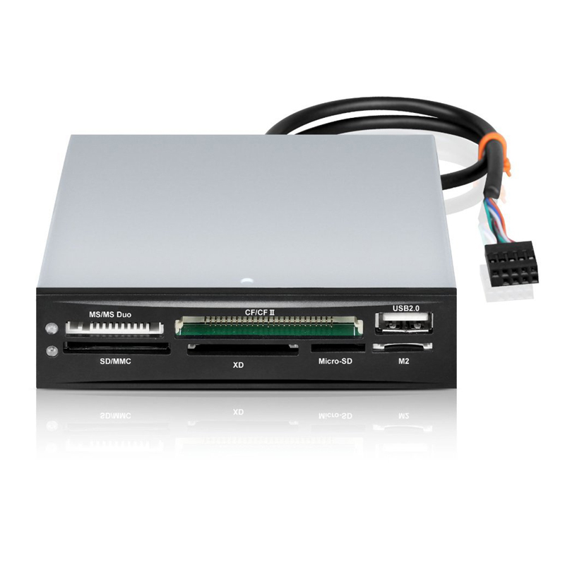 3.5 Floppy Front Panel Internal USB 2.0 9Pin Card Reader Hub TF Flash Mini SD Micro SD Card Slot MMC MS CF XD CF Slot Write Read