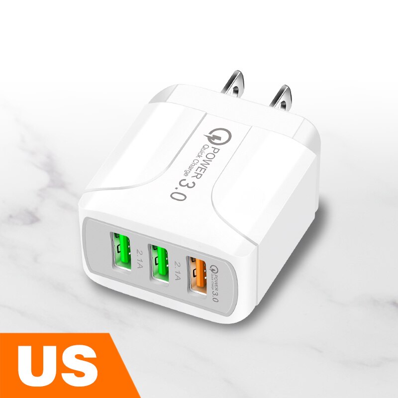 Olaf EU/Us-stecker USB Ladegerät 5A Quik Ladung 3,0 Handy Ladegerät Für iPhone 11 Samsung Xiaomi 3 port 28W Schnelle Wand Ladegeräte: Type A-US White