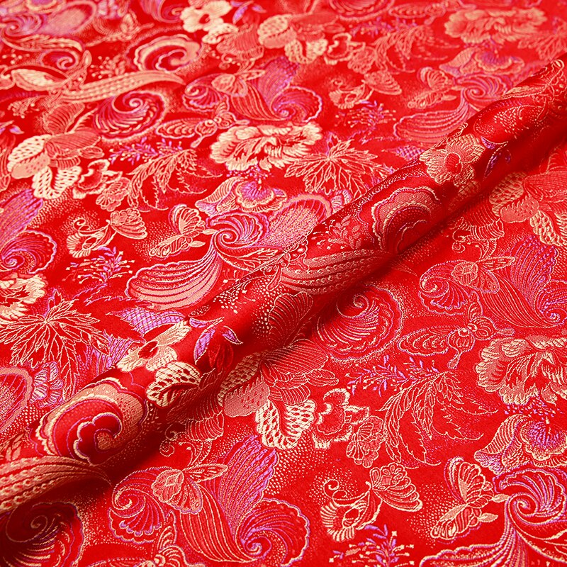 Satinstof brokade jacquard stof materiale til syning af cheongsam og kimono nylon stof