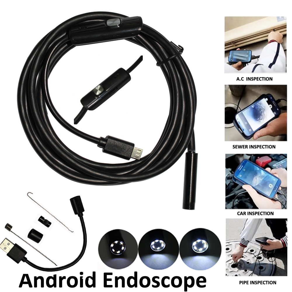 7mm 1 M 2 M 3.5 M 5 M Android Telefoon Inspectie Camera lens Endoscoop inspectie Pijp IP68 Waterdicht 480 P HD micro USB Snake Camera