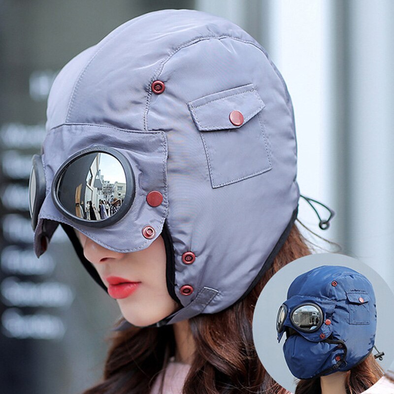 warm cap winter men winter hats for women kids waterproof hood hat with glasses balaclava camping hiking outdoor sport caps