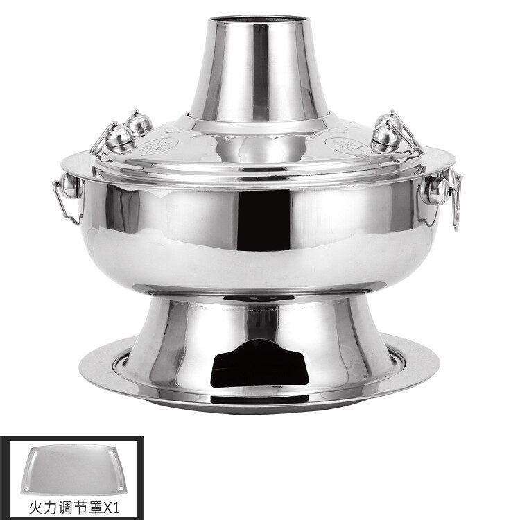 30Cm Verdikte Koperen Hotpot Traditionele Beijing Pot Soep Branden Houtskool Keuken Kookpotten Set Pot Fornuis Snelle kokend: silver