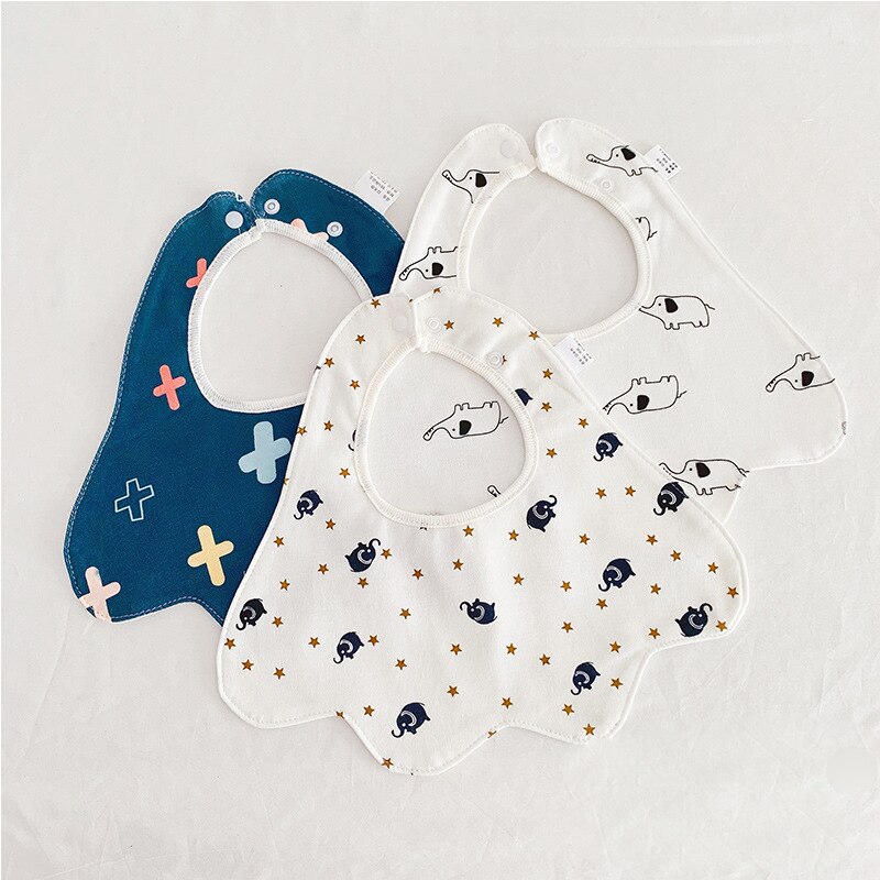 Baberos de algodón de doble capa para bebé, impermeable, delantal de alimentación para niños y niñas, toalla, Bandana, accesorios para bebés de 0 a 24 meses, 3 unids/lote: 009