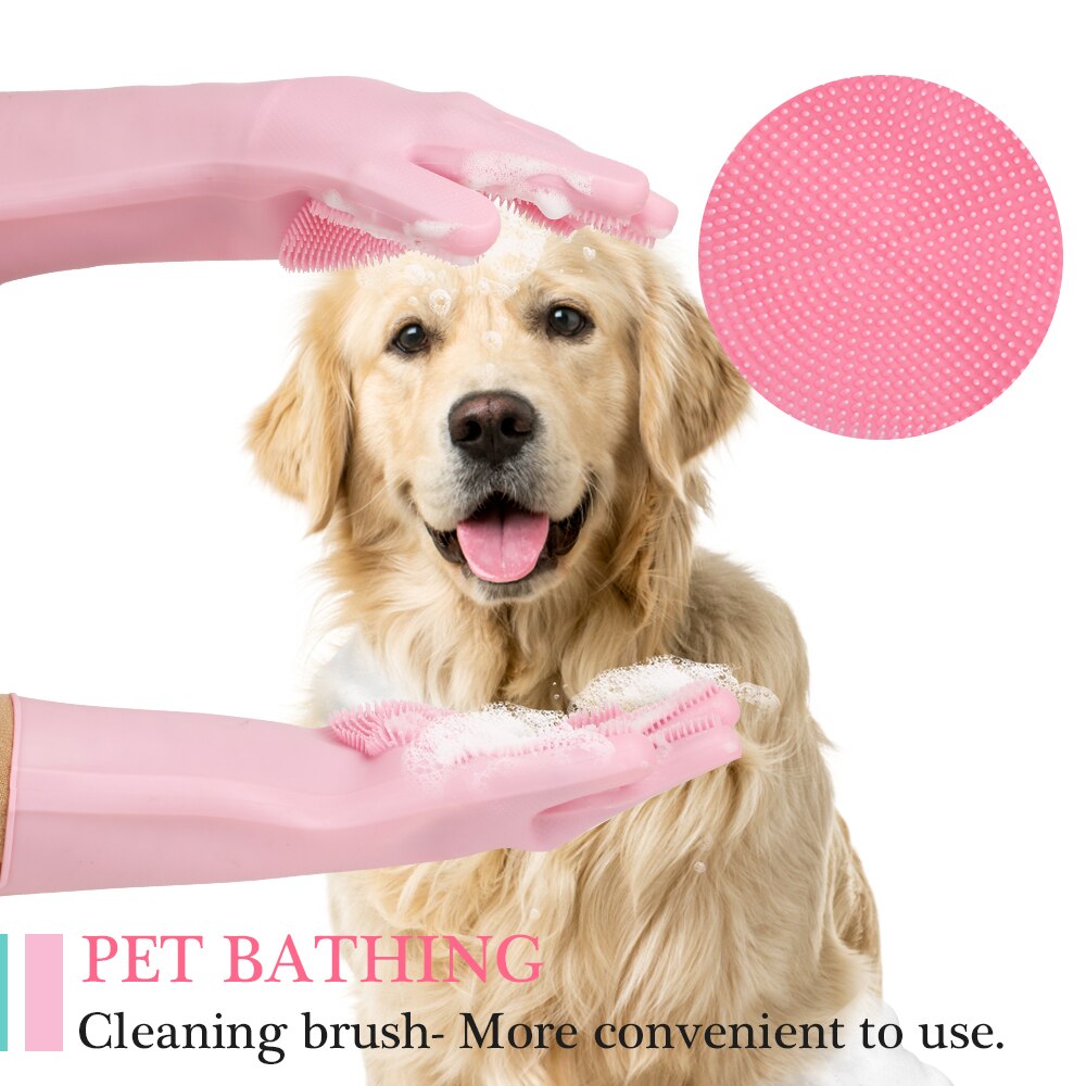 Dish Washing Gloves Scrubber Rubber Magic Cleaning Silicone Gloves Heated Resistant Kitchen Household Gloves Easy Washing Gloves