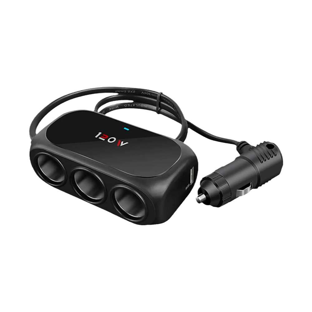 Encendedor de cigarrillos Universal de 120W, 12V, 24V, 3 vías, enchufe múltiple, cargador USB, adaptador Interior doble negro, divisor ABS, accesorio para coche: Blanco