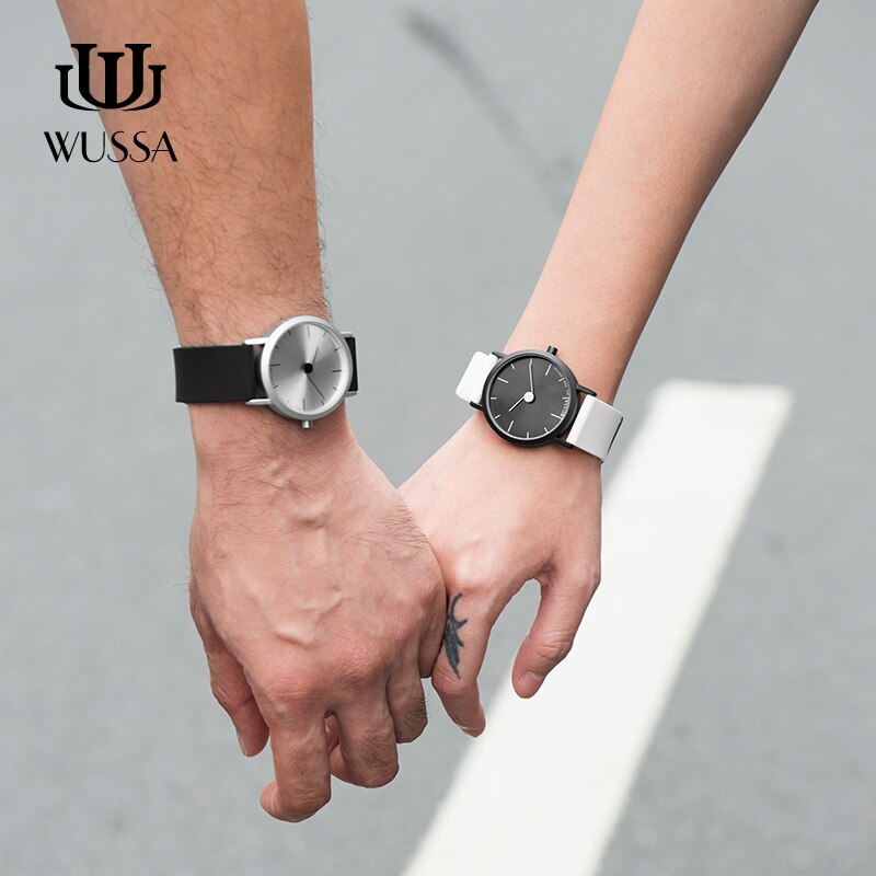 WUSSA note series simple neutral quartz couple watch