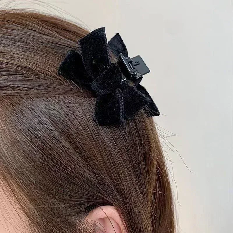 Zwarte Rode Strik Kleine Haarklauw Zoete Prinses Fluwelen Vlek Strik Haarclip Klauw Klem Hoofddeksels Meisjes Vrouwen Koreaanse Haar Styling Tool