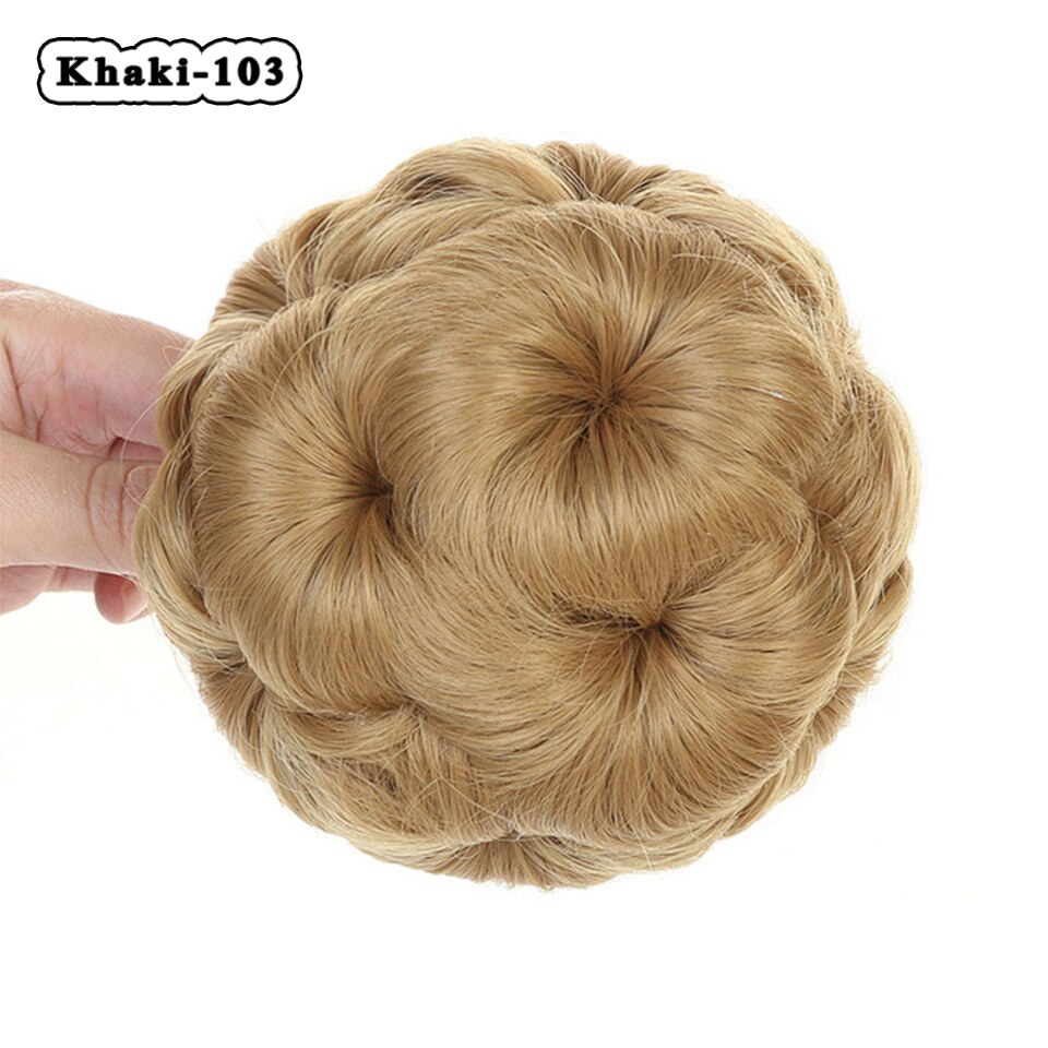 AILIADE 9 Colors Flower Style Synthetic Curly Hair Bun Donut Chignon Clip In Hairpiece Extensions Black Brown Golden Red: 103