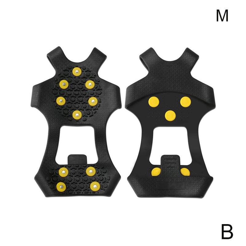 10-diente crampones anti-deslizamiento zapato cubierta 10 uñas crampones antideslizante de la cubierta del zapato cadena hielo anti-skid W4G0: B