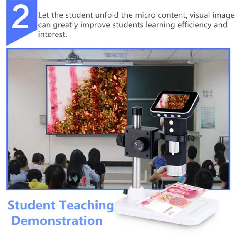 500X Digital Microscope Electronic Video Microscope 3.5 inch HD LCD Soldering Microscope Phone Repair Magnifier + Metal Stand