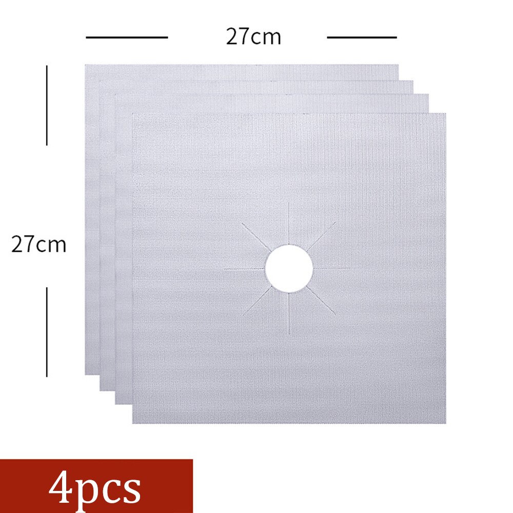 Stove Protector Cover Liner Gas Stove Protector Gas Stove Stovetop Burner Protector Kitchen Accessories Mat Cooker Cover 2/4PCS: 4PC Silver