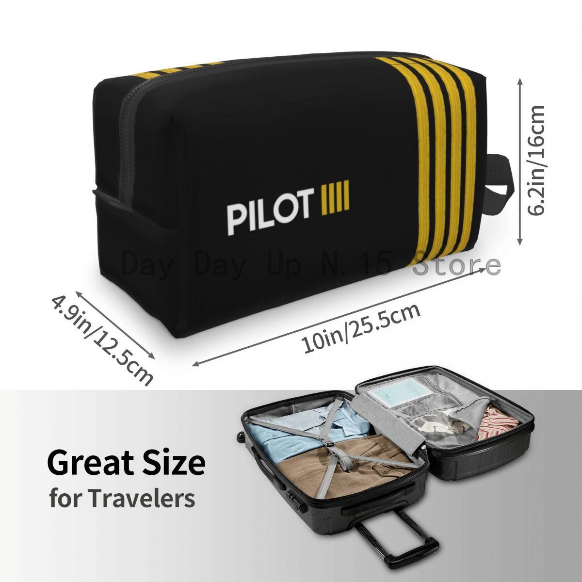 Pilot Captain Stripes Cosmetic Bag Large Capacity Aviation Airplane Aviator Makeup Case Beauty Storage Toiletry Bags