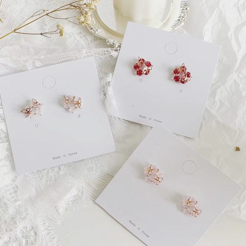 MENGJIQIAO Coreano Nuovo Sveglio Elegante Acrilico Del Fiore del Metallo Della Farfalla Orecchini con Perno per Le Donne La Moda Boucle D' Oreille Ragazze Gioielli
