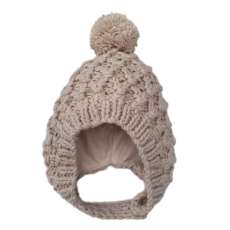 hiver bébé fille chapeau Pom Pom tricot épais enfants chapeau bébé garçon casquette Elf enfant en bas âge chapeaux 1PC: Beige