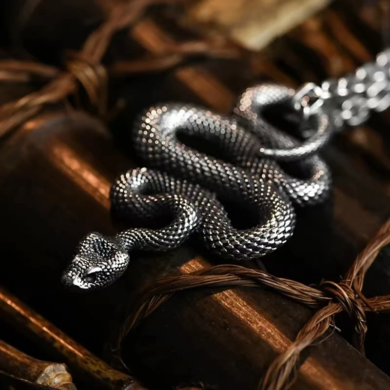 Collier gothique Vintage avec pendentif serpent enroulé, crâne de démon, pour hommes et garçons, Rock, fête d'halloween, bijoux