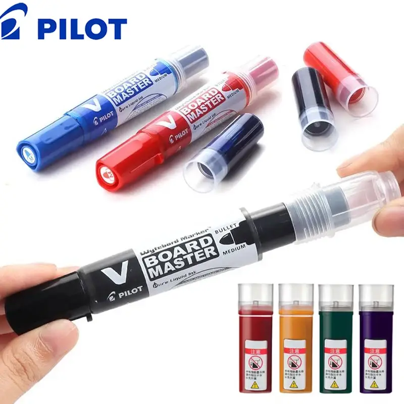 2pcs/lot Pilot Whiteboard Marker Ink or Exchangeable Ink-Bag Set, Water-borne Erasable Large Capacity V Board Master Mark Pens