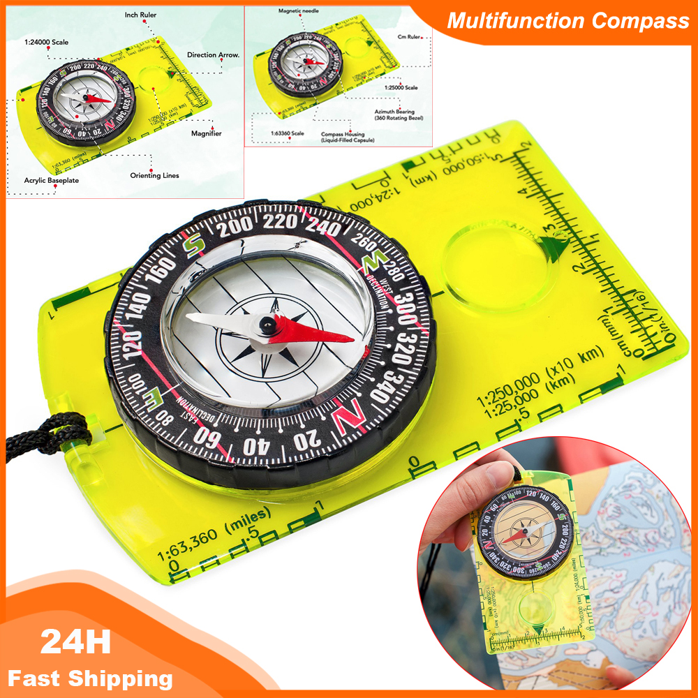 Multifunctional Hiking Compass Outdoor Gadget Navigation Camping Orienteering Backpacking Map Reading Compass for Scout Kids