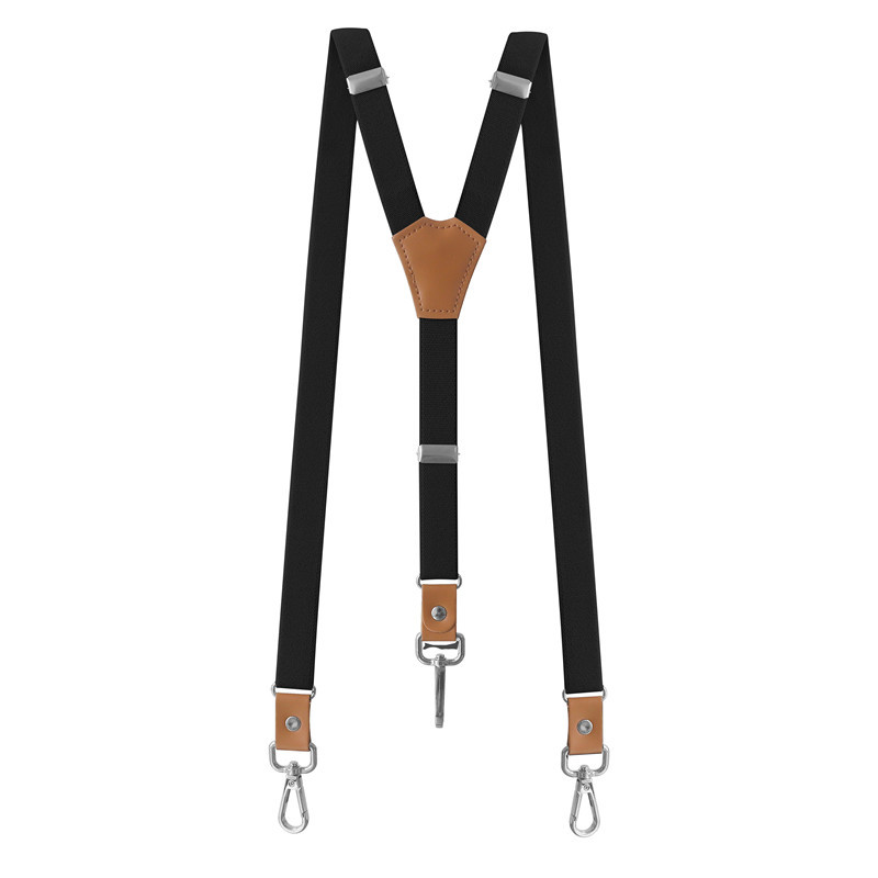 Vintage Men's Suspenders 3 Hooks Suspenders Man Pants Casual Mens Trouser PU Leather Suspenders Adjustable Braces: black