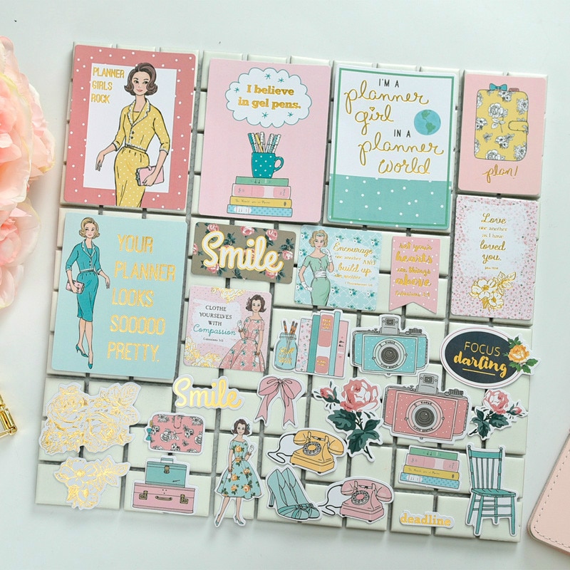 25 stks Pretty Lady Cardstock Die Cuts voor Scrapbooking Gelukkig Planner/Card Making/Journaling Project
