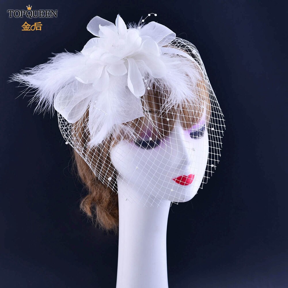 TOPQUEEN S358-WS Birdcage Veil Tiara Bridal Hair Accessories Veil Hat Head Hoop Wedding Headbands Headwear Bridal Headpiece