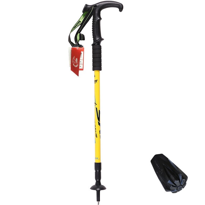Pioneer walking poles walking sticks adjustable travel Ice ax climbing aluminum cane skiing camping telescopic walking stick: yellow