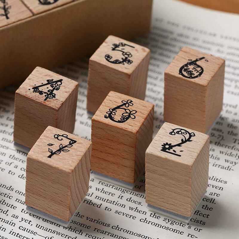Vintage basic nummer stempel sæt planlægger træ stempel planner træ gummi stempel gør det selv scrapbog kort dekoration prægning