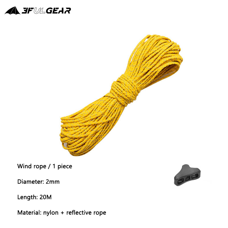 3F UL GEAR – corde à vent pour tente de Camping, 2mm de diamètre, 20m: 20M nylon yellow