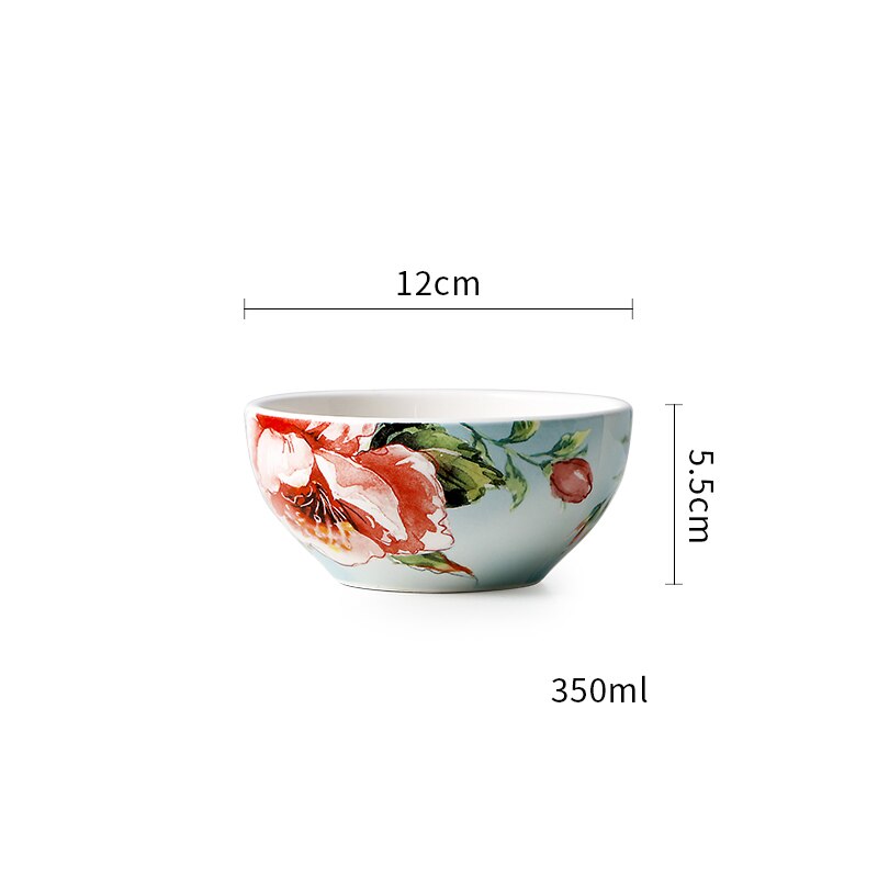 Underglaze Ceramic Plate French Home Rectangle Snack Tray Hand Painted Flower Decorate Dinner Plates Dining Table Decor: Bowl-12x5.5cm