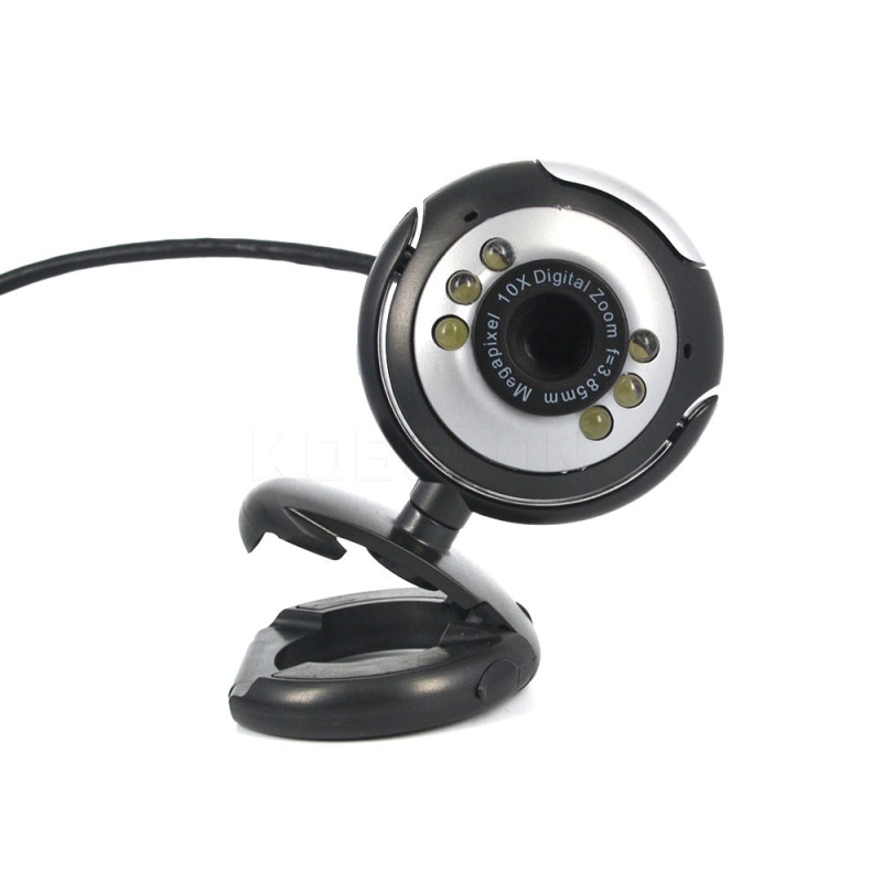 Caméra Web HD usb 2.0 de , 6 LED, veilleuse, micro pour ordinateur portable, ordinateur de bureau