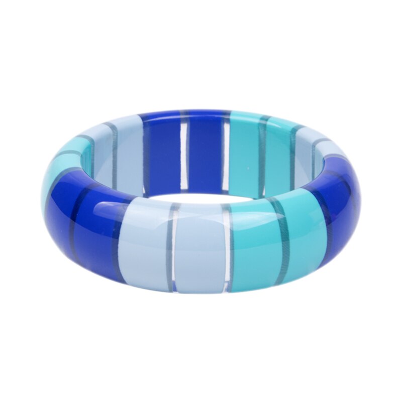 Guanlong Gradient Stripe Resin Round Bracelet Bangle 7 Color for Ladies High Street Jewelry