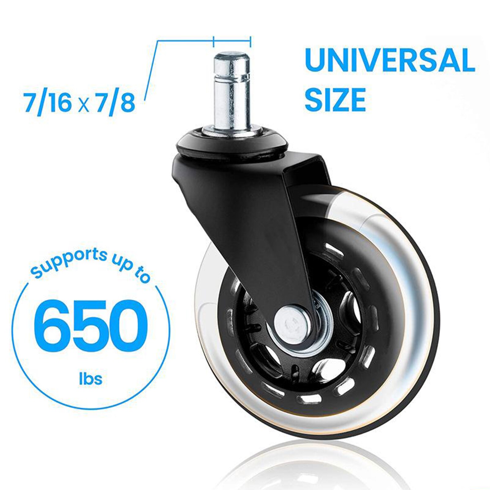 5Pcs Office Stoel Zachte Zwenkwielen 3Inch Universele Vervanging Rubber Caster Wielen Vloer Zachte Veilig Rollen Meubels Hardware