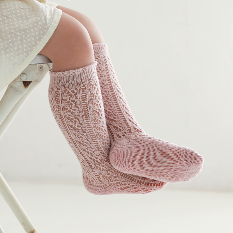 Chaussettes hautes en maille pour bébé fille, couleur unie, ajouré, longues, respirantes, pour enfant en bas âge de 1 à 3 ans