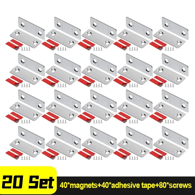 Självhäftande dörrstopp magnetiska skåpspärrar osynliga lådmagnetlås rostskyddsmagnetklistermärke dörrstängare för skåp: Svart