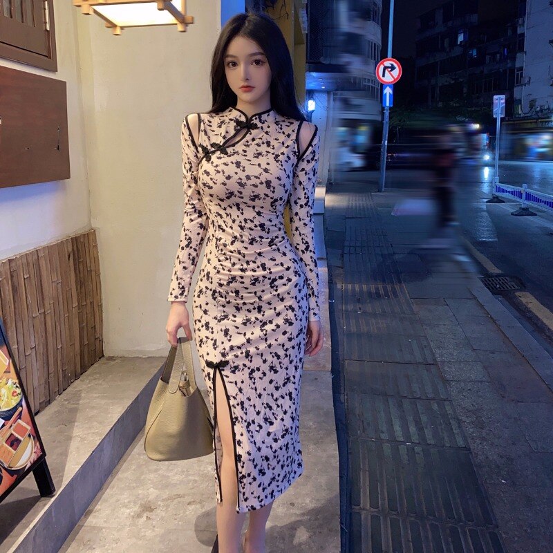 Qipao chino Sexy rojo Retro, vestidos de noche, Hanfu, Cosplay, disfraz de Han, de estilo tradicional Cheongsam, vestido Cheongsams: colour2 / M