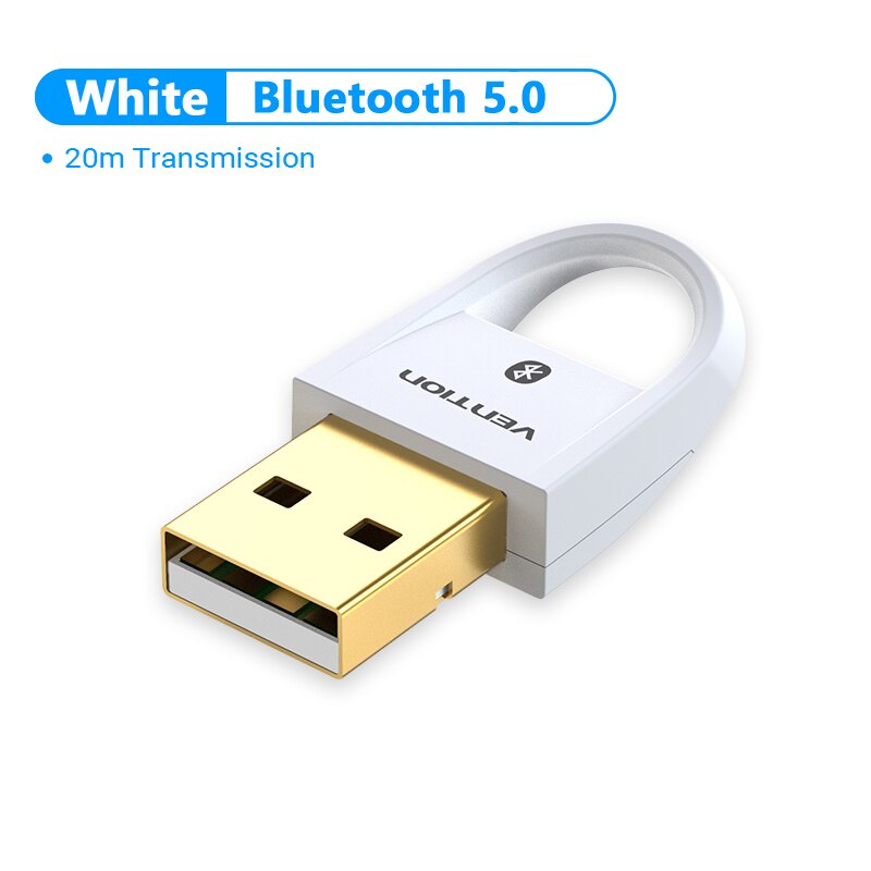 Vention USB Bluetooth-Compatible 5.0 Adapter for PC Mouse Wireless Transfer Receiver Transmitter Dongle for Bluetooth Headphone: Bluetooth 5.0 White