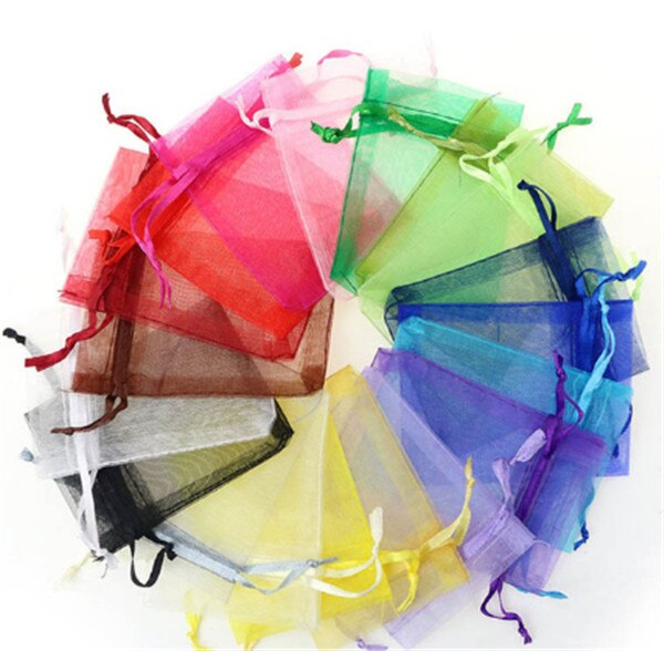 20 pcs/lot Organza Bags Wedding Pouches Jewelry Candy Cookie Packaging Bags Nice Bag Event Party Packing Supplies: mix