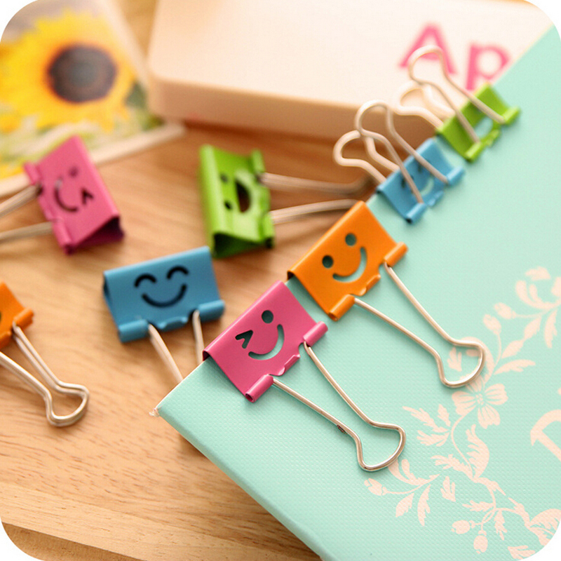 10X Fresh Floral Smile Metal Binder Clips Notes Letter Paper Clip Office School Supply Metal Bookmark Student Stationery