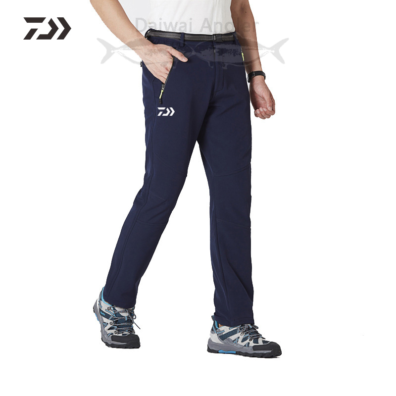 Daiwa Fishing Pants Windproof Waterproof pants Thicken Solid Men Outdoor Hiking zipper pocket Pants Sports Fishing Clothing