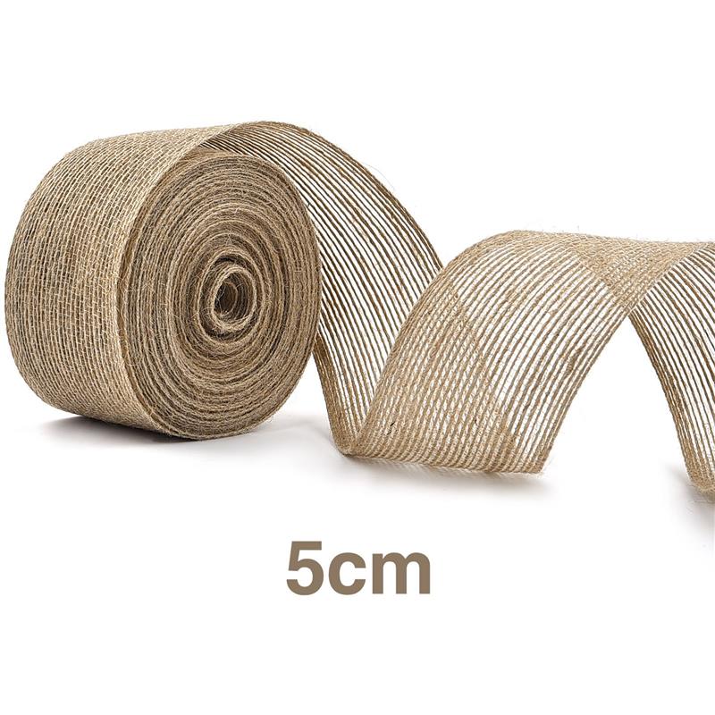 10M/Roll Jute Jute Rollen Hessische Lint Met Kant Vintage Rustieke Bruiloft Decoratie Party DIY Ambachten Kerstcadeau verpakking: Antiek Messing
