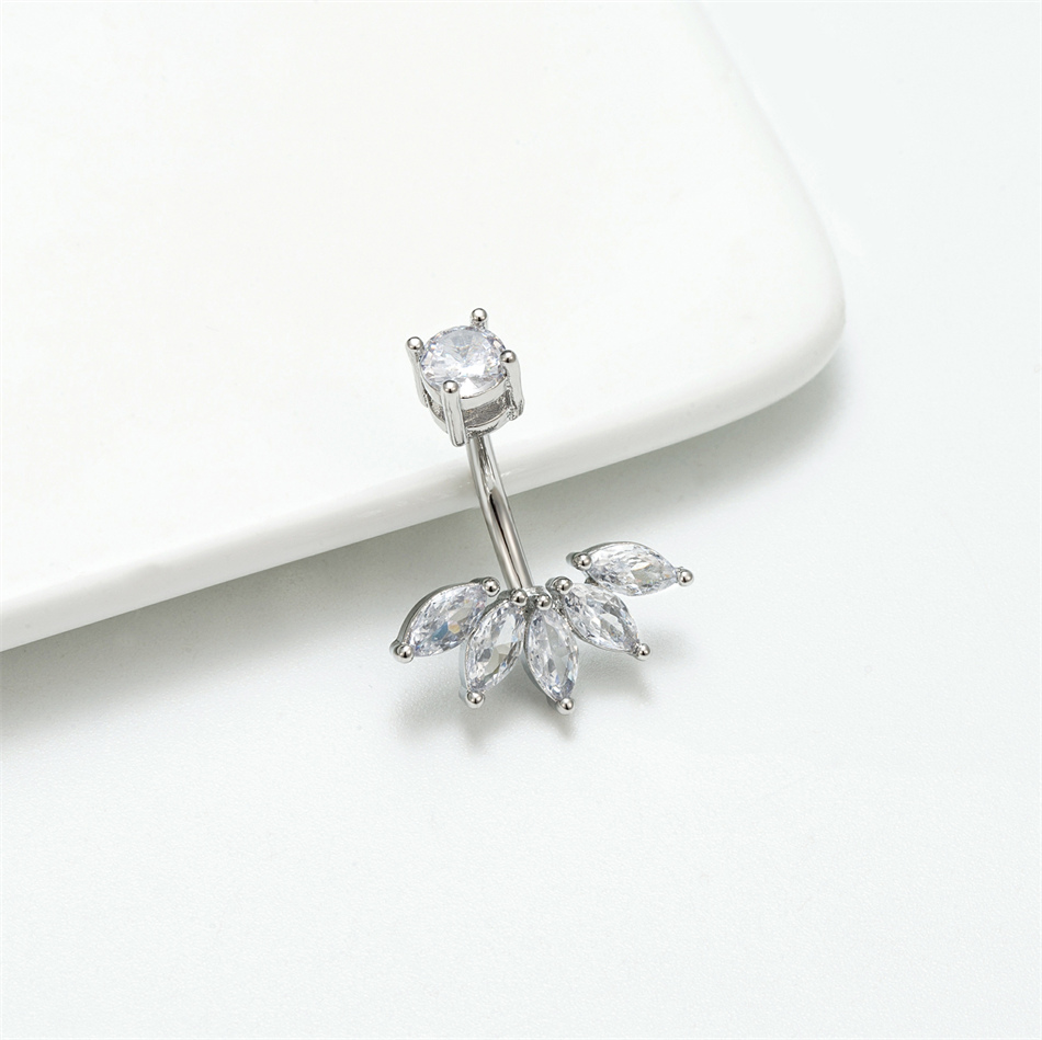 Zirkoon Dangle Navel Ringen 14G Chirurgisch Staal Piercing Gebogen Barbell Reverse Navel Bar Vrouwen Sexy Accessoire Lichaam Sieraden: Goud-kleur
