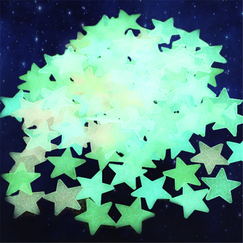 50pcs/bag 3cm Luminous Star Stickers Bedroom Sofa Fluorescent Painting Toy PVC stickers Glow in the Dark Toys for kids