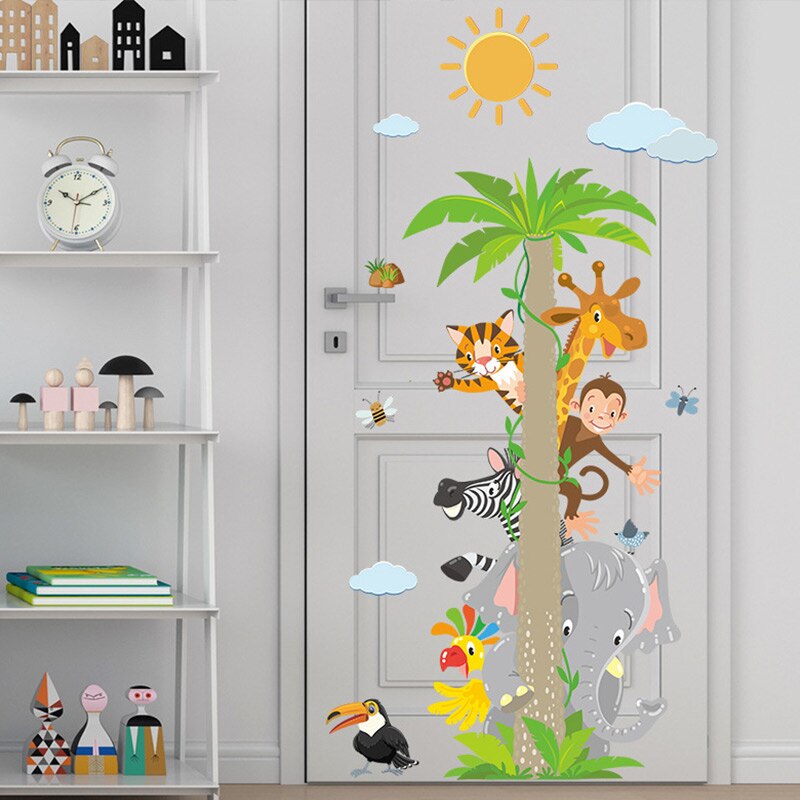 Coconut Tree Wall Stickers Home Decoration Accessories Kawaii Room Decor For Kid Cartoon Animal Wallpaper Removable Poster Child