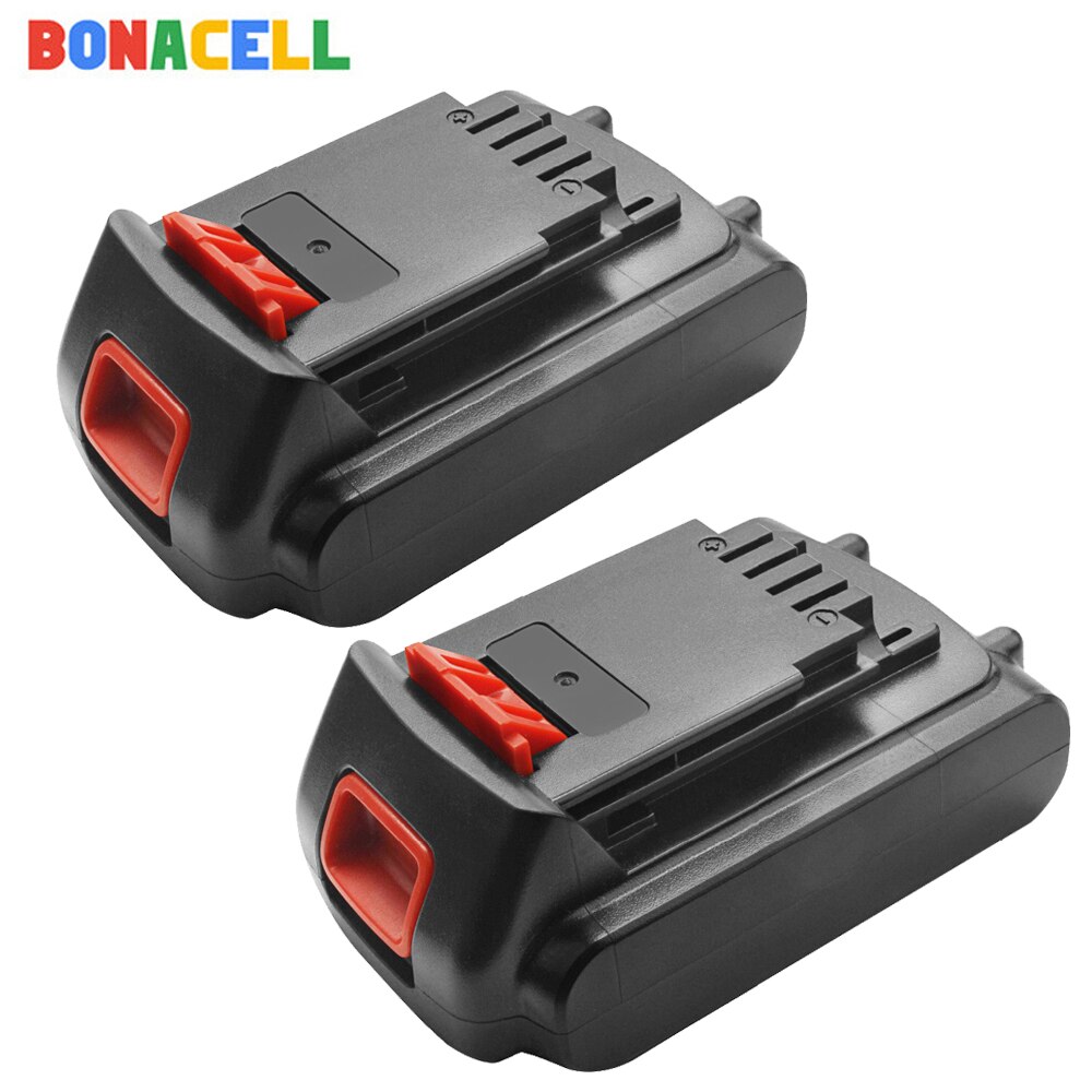 Bonacell-batería recargable de iones de litio, 18V/20V, 3000mAh, herramienta eléctrica de repuesto para BLACK &amp; DECKER LB20 LBX20 LBXR20: 2 Pack