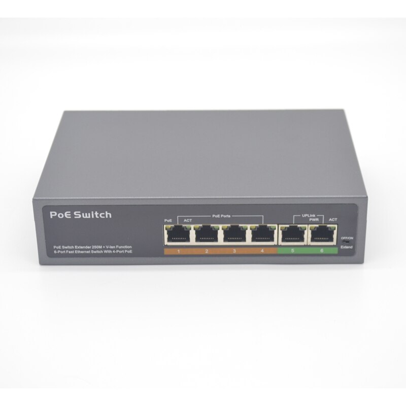 PSE604EX V2.0 Standaard 48V 4 + 2 Port Smart Poe Switch Poe Camera Poe Switch Netwerk Voor Cctv (eu Plug)