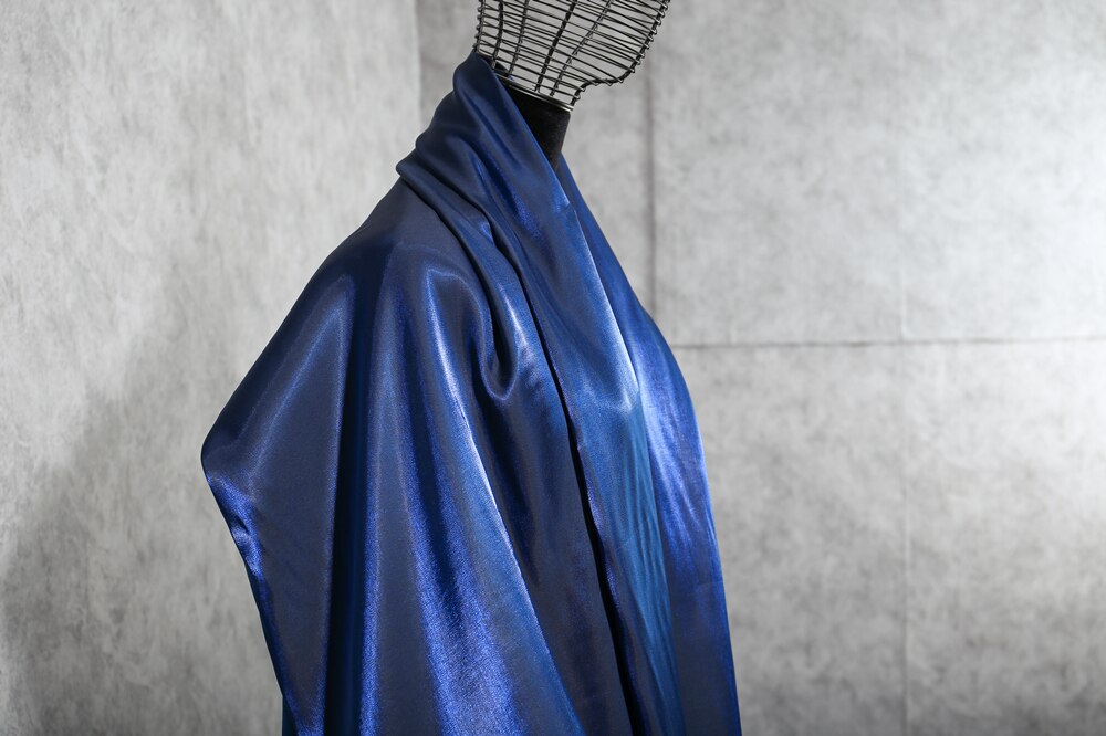 Royal Blue Gradient Electro-optic Dark Blue Glass Fabric Is Delicate, Silky and Smooth. Shirt Dress Skirt Hanfu Fabric
