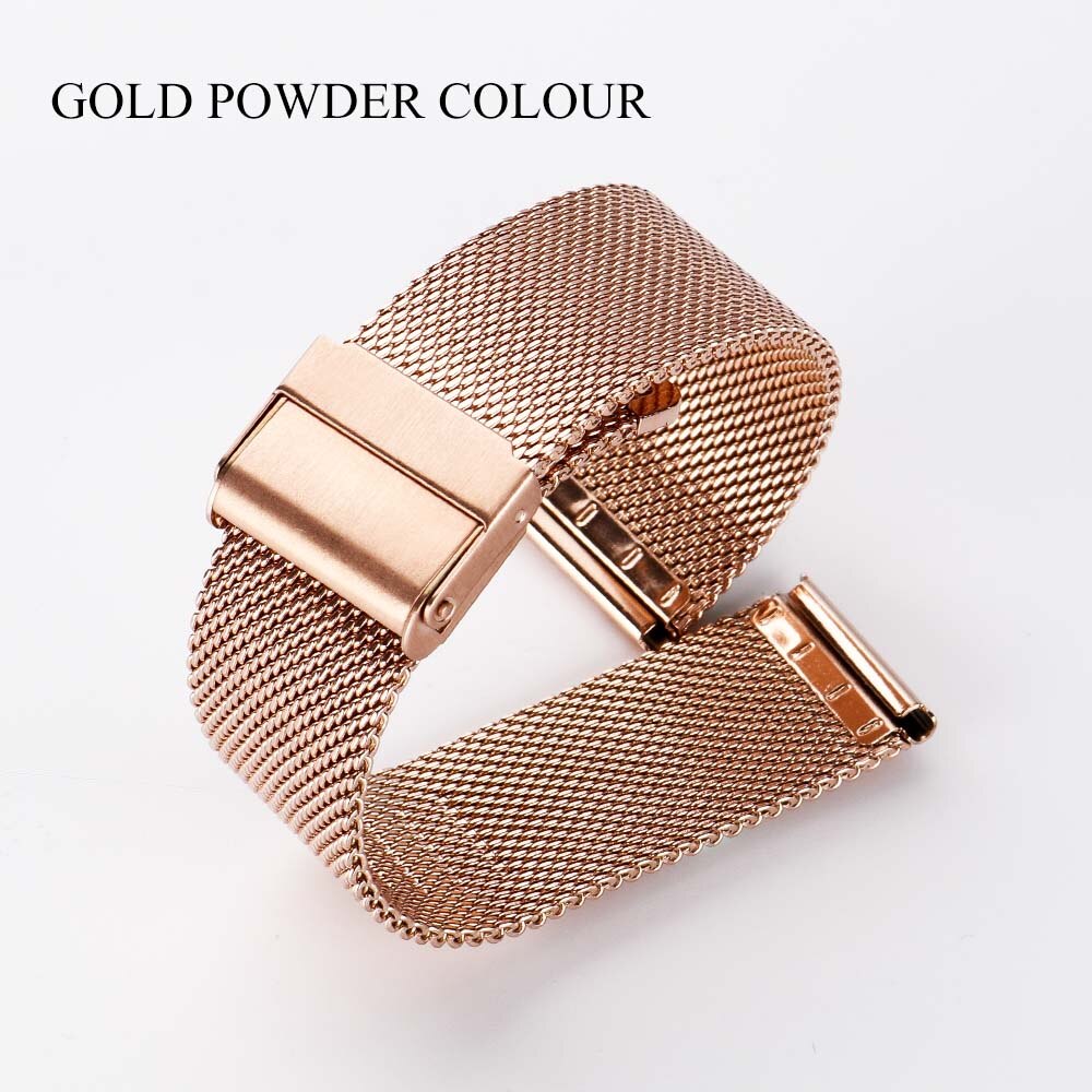 Milanese horlogeband 18mm 20mm 22mm universeel roestvrij staal metaal iwatch band band armband accessoires zwart roségoud zilver: Goudpoederkleur / 22mm