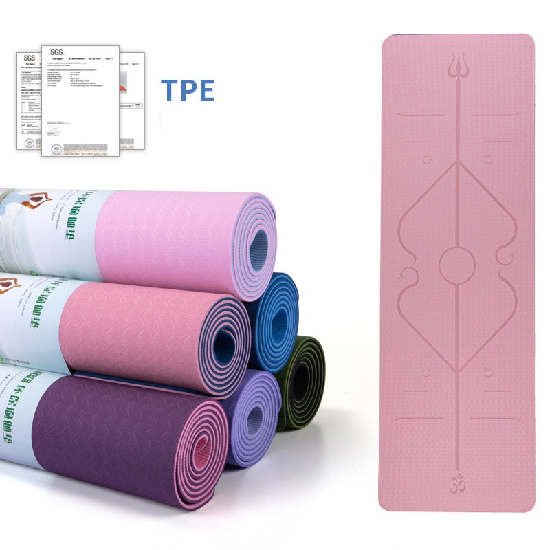 TPE 6mm Yoga Mat Double Layer Non-Slip Mat Yoga Beginner Exercise Pad With Position Line For Fitness Gymnastics And Pilates