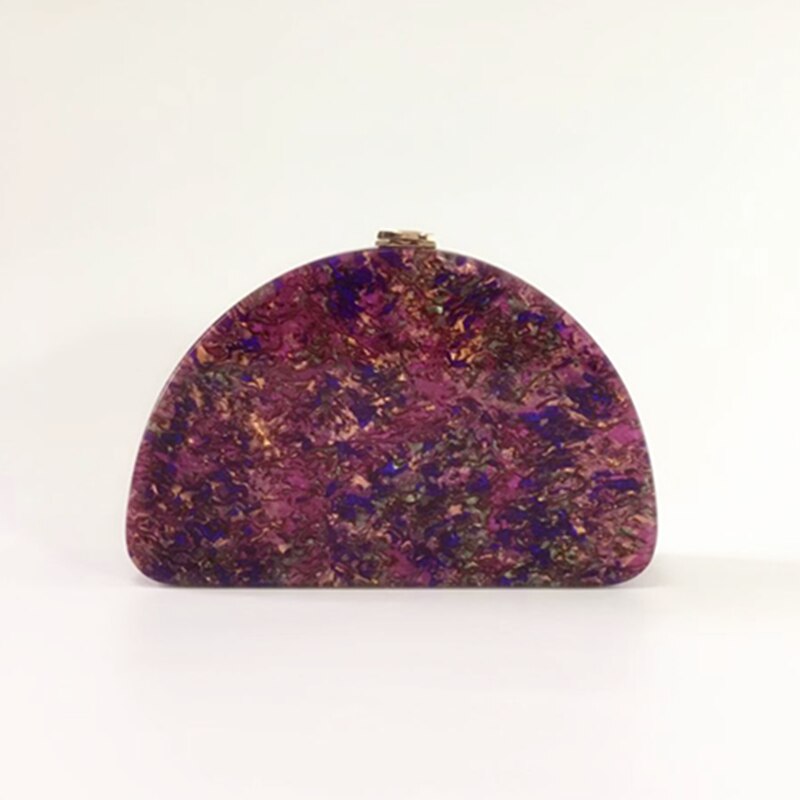 Hardbox halvcirkel akryl kvällsväskor dam skal clutch handväska färgglad fest bal messenger bag vintage handväskor: Default Title
