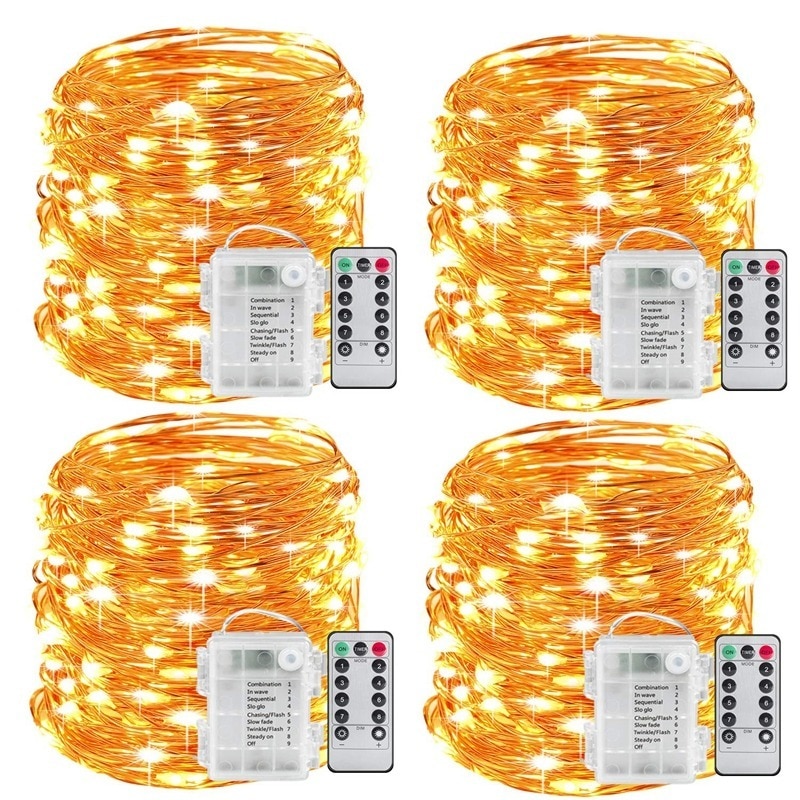 Fairy lights batteridrevne 5m 50 led lyskæder fjernbetjening timer glimtsnor lys 8 modes ildflue lys dekoration