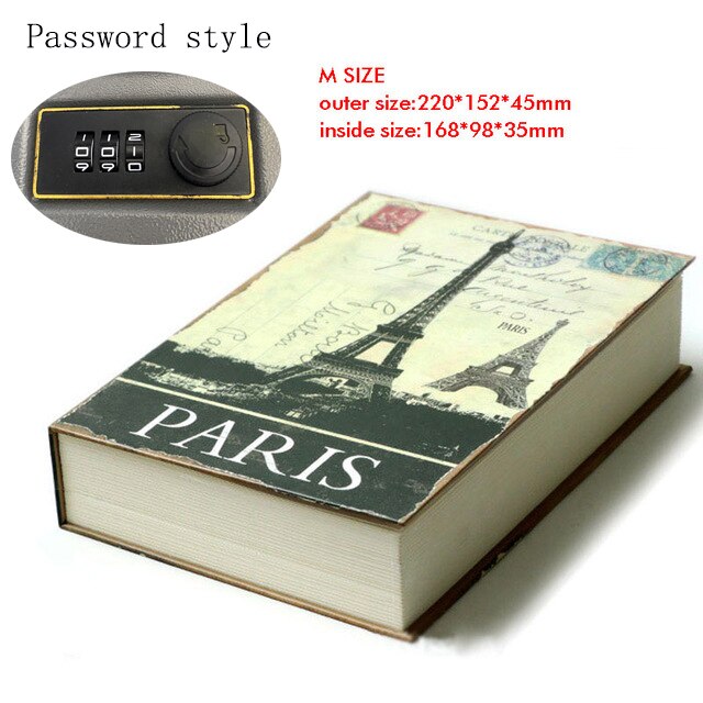 Caja de seguridad oculta tipo libro, Libro Secreto de , simulación de Metal y acero, estilo clásico, tamaño M: Paris-Size M